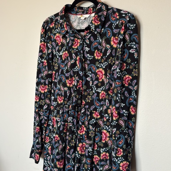Boden Multicolor Paisley Long Sleeve Button Up Dress Womens Size 8 Midi Collar - Picture 4 of 12
